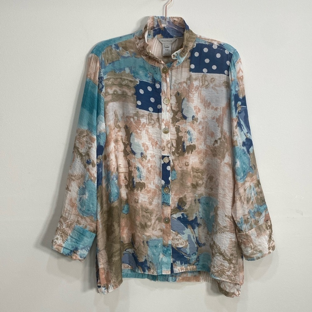 Multiples Boho Button Down Top Women's Medium